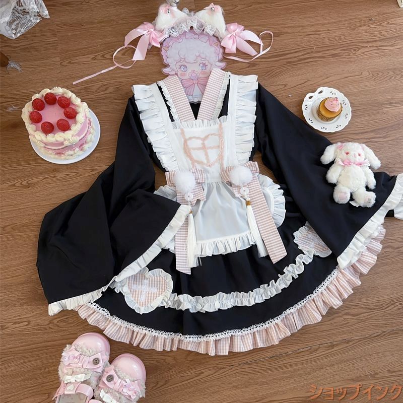 上衣＋スカート＋エプロン＋蝶結び4点セット