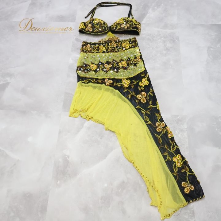 ベリーダンス セットアップ オリエンタル ドレス イエロー ゴールド