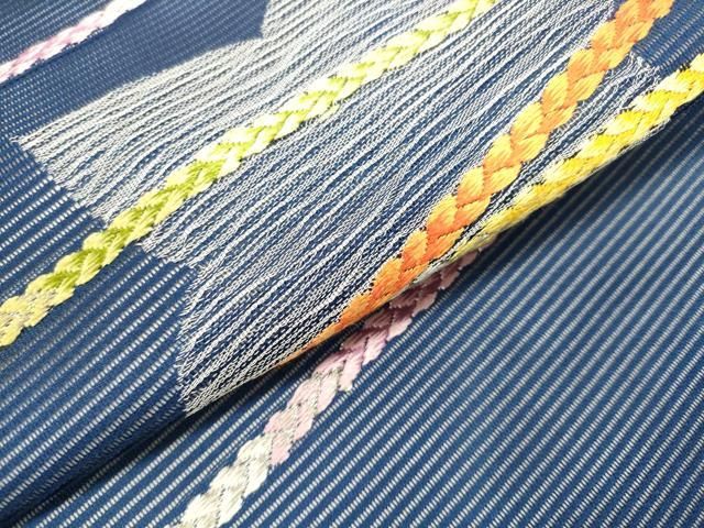 平和屋着物＊夏物 九寸名古屋帯 唐織 横段花文 銀糸 正絹 逸品
