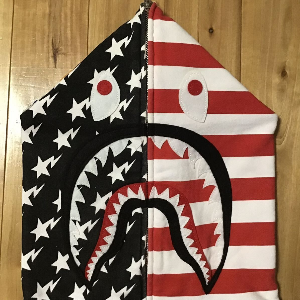 A BATHING APE シャークパーカー フルジップ 星条旗 ☆XL☆ 星条旗 シャーク パーカー American shark full zip hoodie a