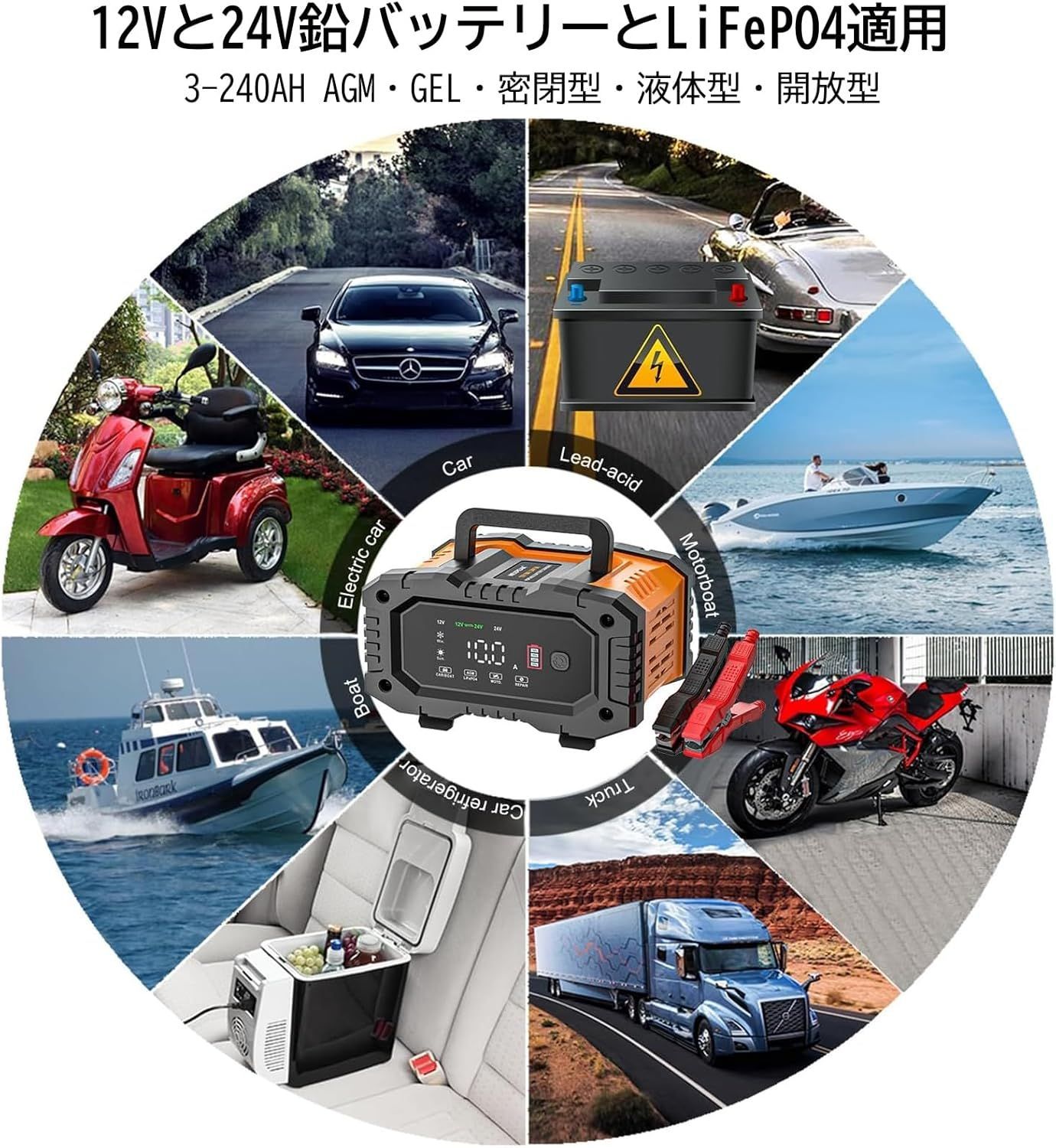 1.5A|5A|10A充電電流 トリクル充電