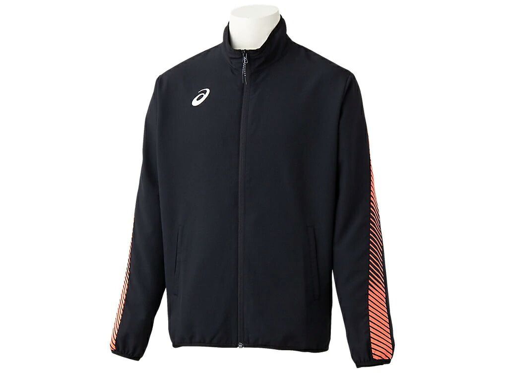 アシックス クロスジャケット パフォーマンスブラック×フラッシュコーラル 2XL