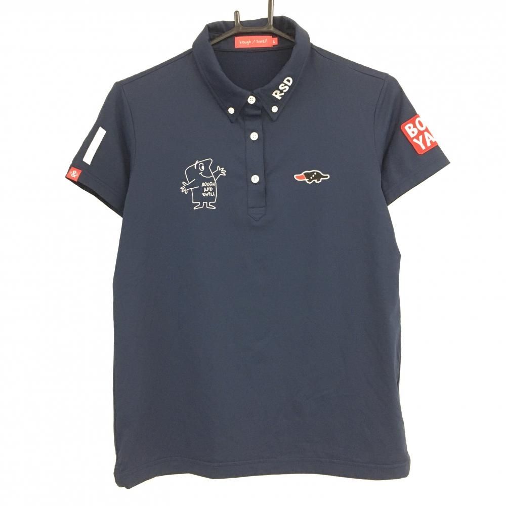 【超美品】ラフアンドスウェル ロゴ入り 青 ポロシャツ 超美品】ラフアンドスウェル ロゴ入り 青 ポロシャツ
