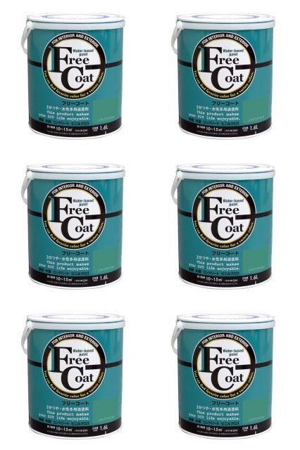アトムハウスペイント 水性フリーコート 1.6 L インディアンターコイズ 6缶セット