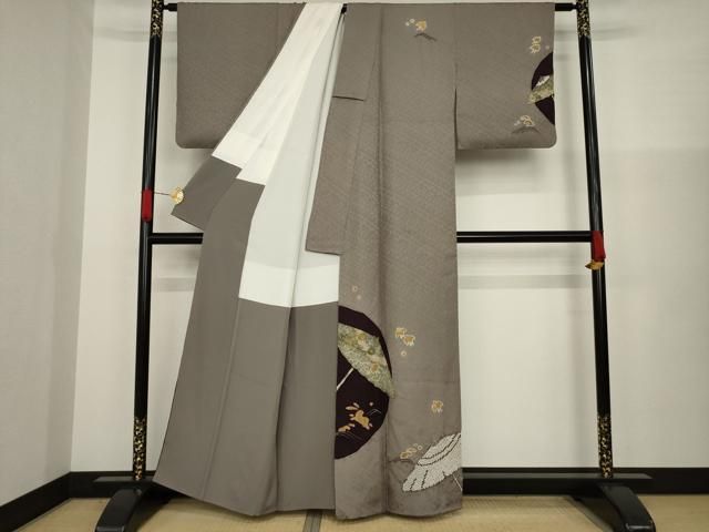 平和屋着物●訪問着　絞り　番傘　うさぎ　千鳥　金彩　正絹　逸品　AAAZ3780ck 平和屋着物○訪問着 絞り 番傘 うさぎ 千鳥 金彩 正絹 逸品 AAAZ3780ck