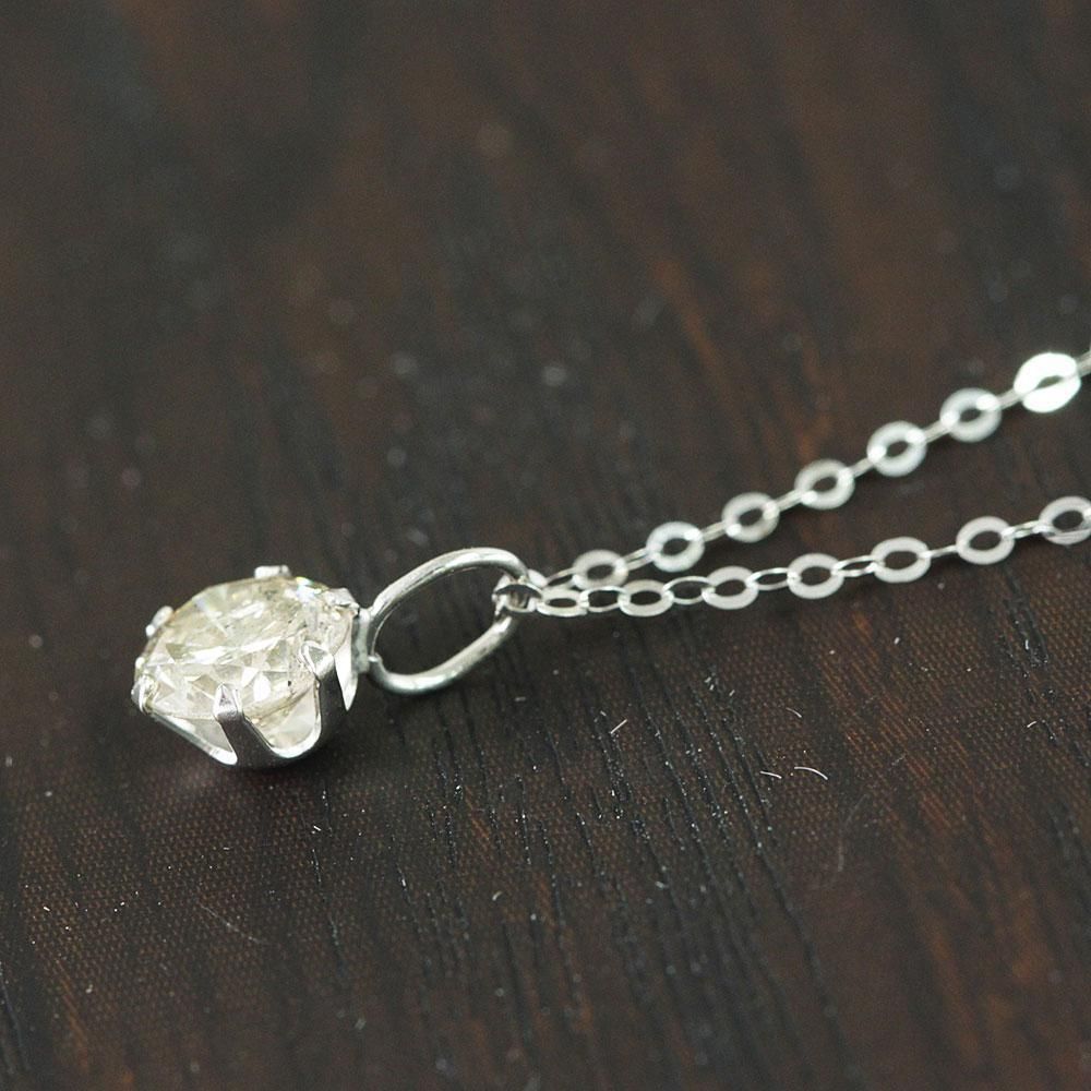 定番 人気 0.45ct ダイヤモンド K18 wg 一粒 6本爪 ペンダント 鑑別  