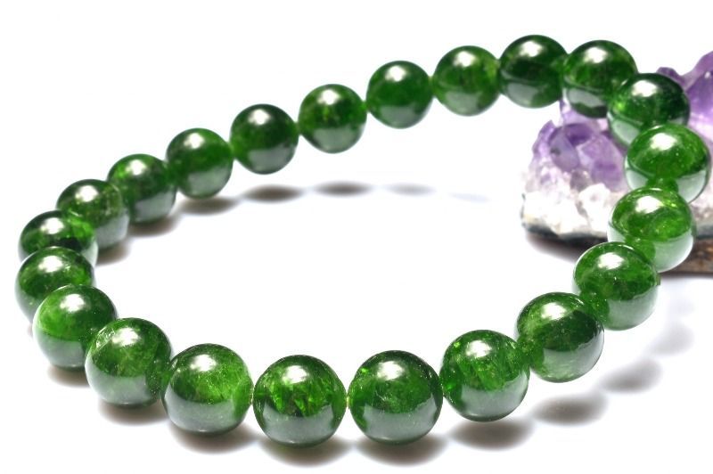１点物 透過性あり ダイオプサイト 9mm ブレスレット パワーストーン 天然石 _MA8320