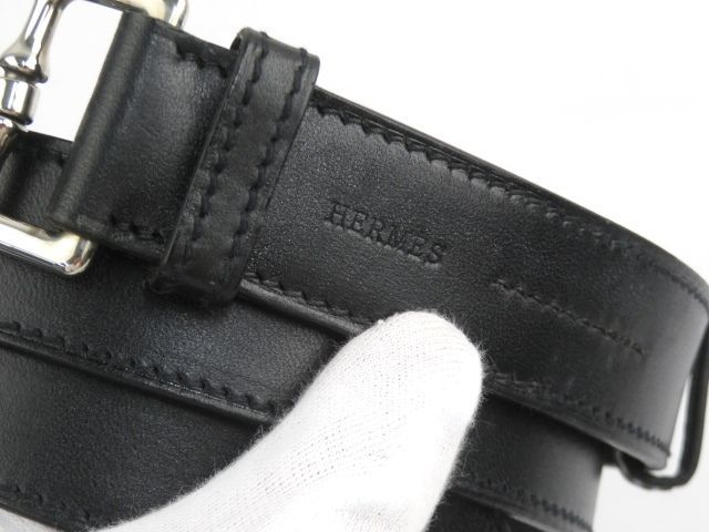 □美品□ エルメス ベルト エトリヴィエール ブラック カーフ □F刻  