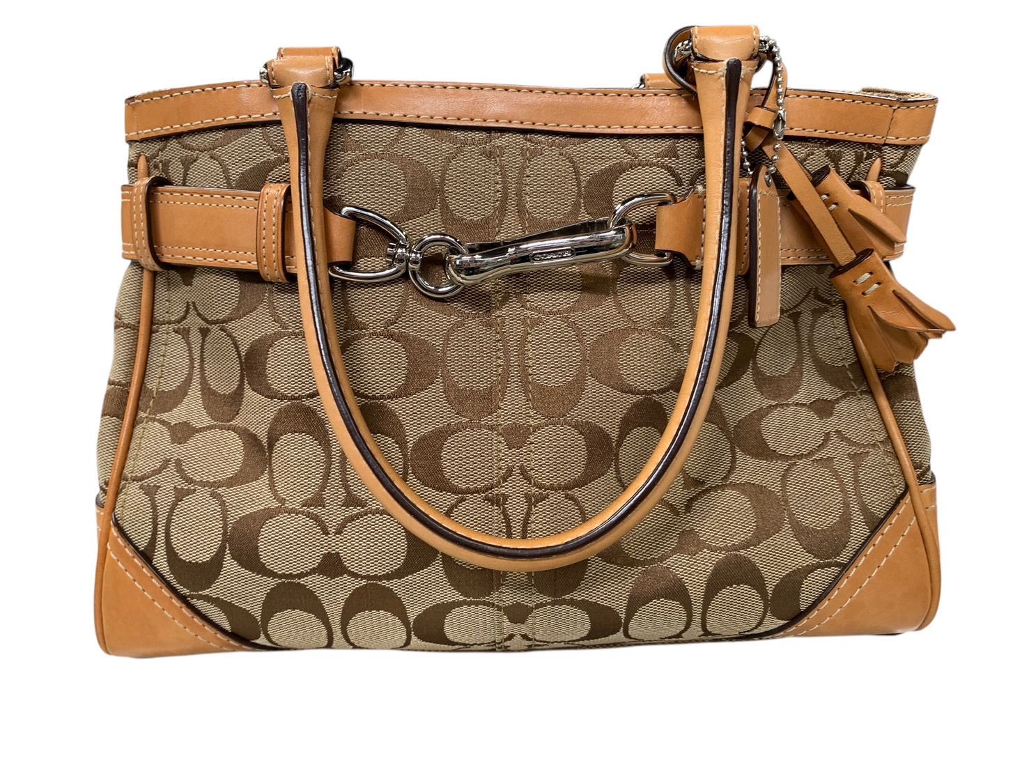 ♪2463 COACH コーチ COACH コーチ シグネチャー ブラウン キャンバス/レザー 8K06 トートバッグ ショルダーバッグ  中古 美品