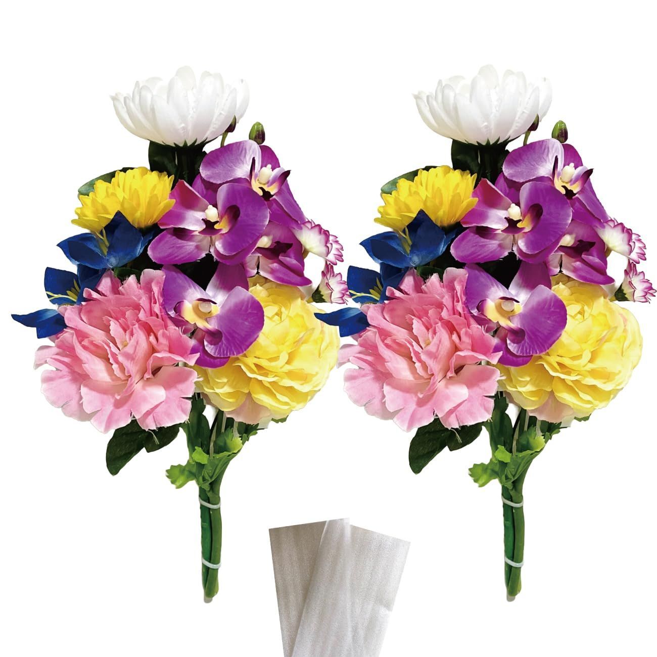Color 210-wwp 造花 はなこ お供え 造花 仏壇用 仏花 仏壇 仏壇花 お墓 墓用 墓花 ２束組 Ver.mm 210-wwp