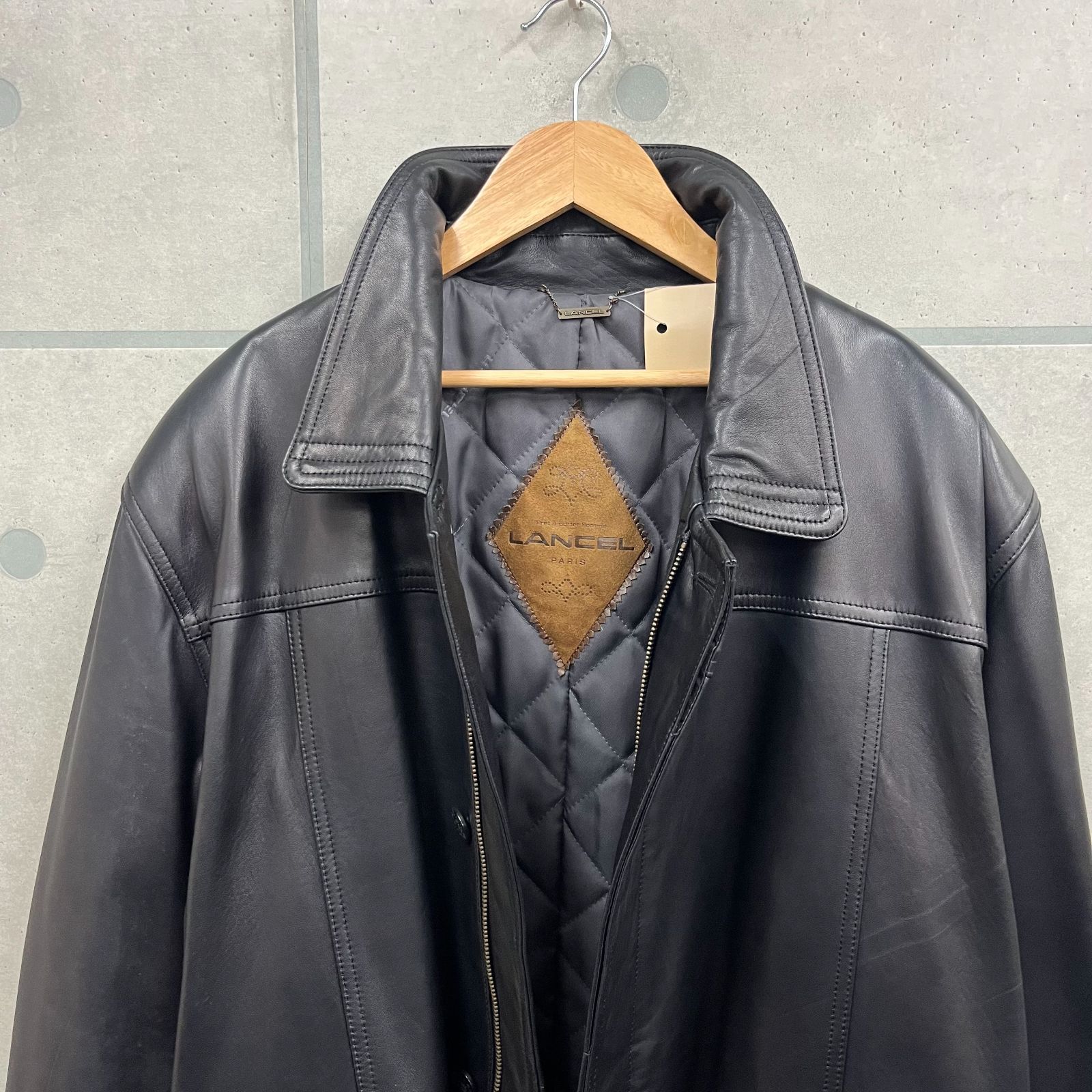 LANCEL ランセル スムースレザー ラムレザージャケット ジップアップ