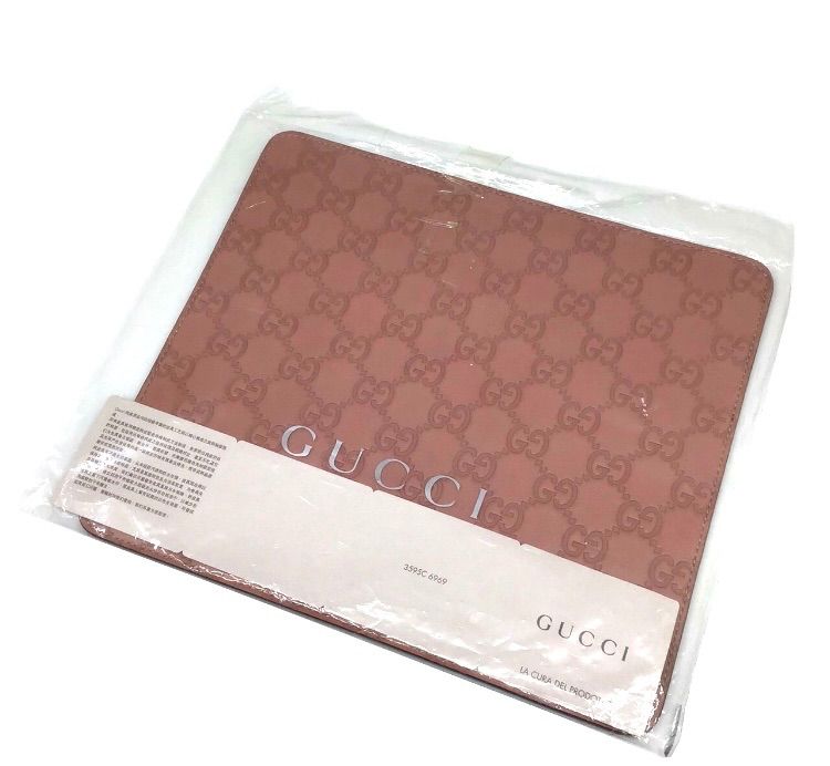 GUCCI グッチ マウスパッド ピンク レザー GGロゴ グッチシマ