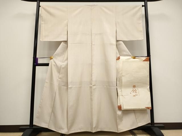 平和屋着物□極上 日本橋人形町 創業70年 錦や 紬 江戸小紋 万筋 白×土