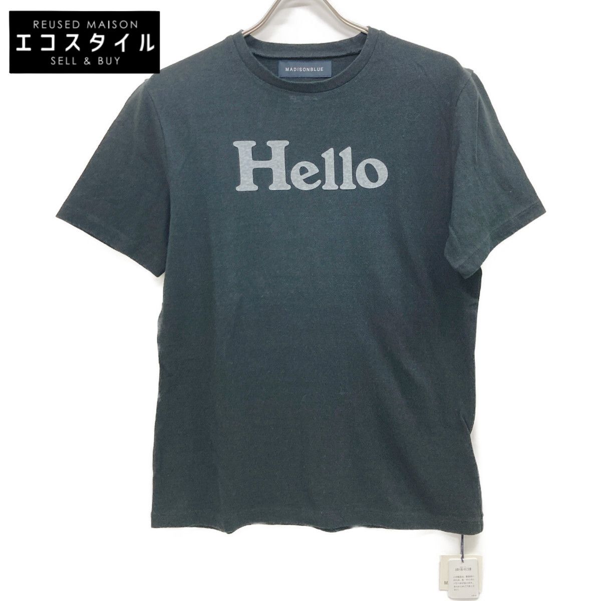 MADISON BLUE マディソンブルー ﾌﾞﾗｯｸ MB999-7716 HELLO CREW NECK TEE S