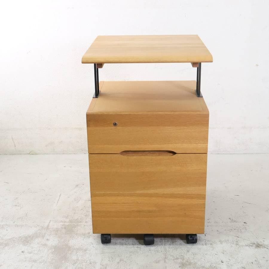 飛騨産業 キツツキ begin ビギン 引き出しワゴン オーク材 天板昇降式 KM12647 245h13