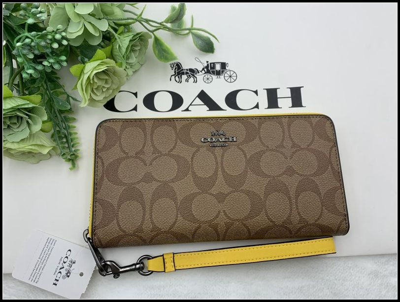 COACH 長財布 コーチ 財布 シグネチャー アコーディオン ウォレット プレゼント 贈り物 ギフト ラウンドファスナー ロング ジップ ファッション レディース メンズ 新品 未使用 C4452 A068-X1