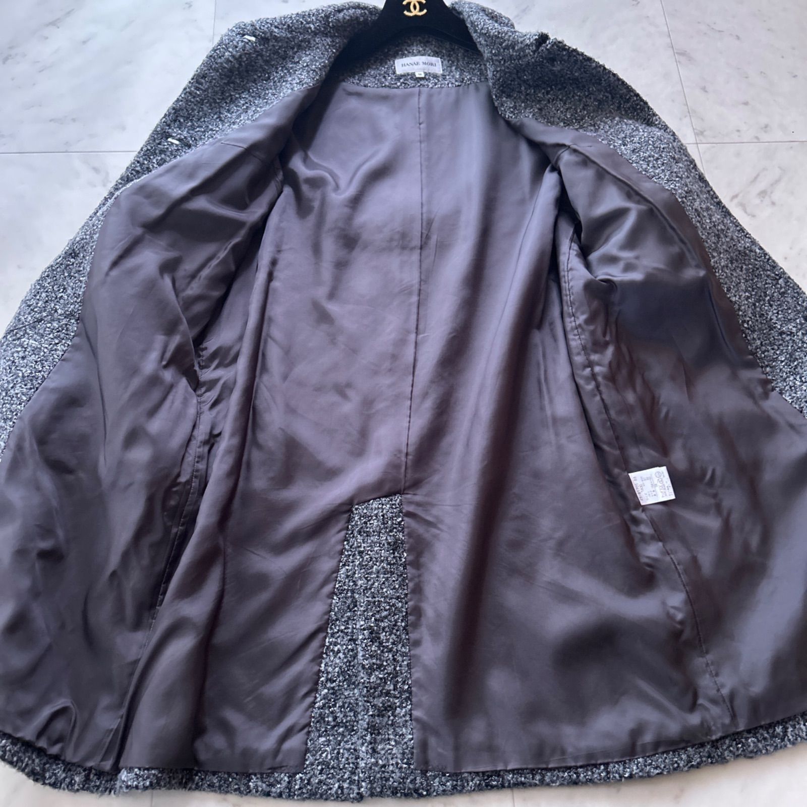 HANAE MORI ハナエモリ ツイード チェスターコート ウール