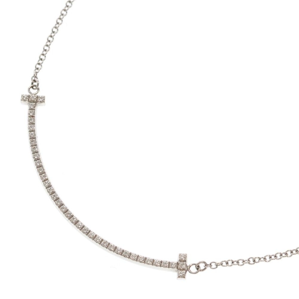 ティファニー Tスマイル スモール ダイヤ ネックレス K18WGホワイト  