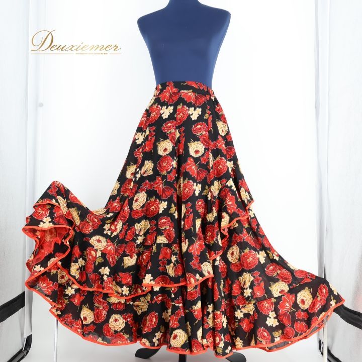 フラメンコ 衣装 ファルダ ブラック系 プリマブティック スカート 花柄 ボランテ 華やか 黒 赤 prima boutique フリル 鮮やか 上品 ダンス衣装 かわいい レッド系 ベージュ系 WWW_NOITHATQUANGTHANH_NET