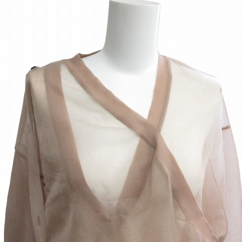 IRENE シアー アシンメトリー トップス アイレネ IRENE 美品 Vネックシアートップス 22S81002 長袖