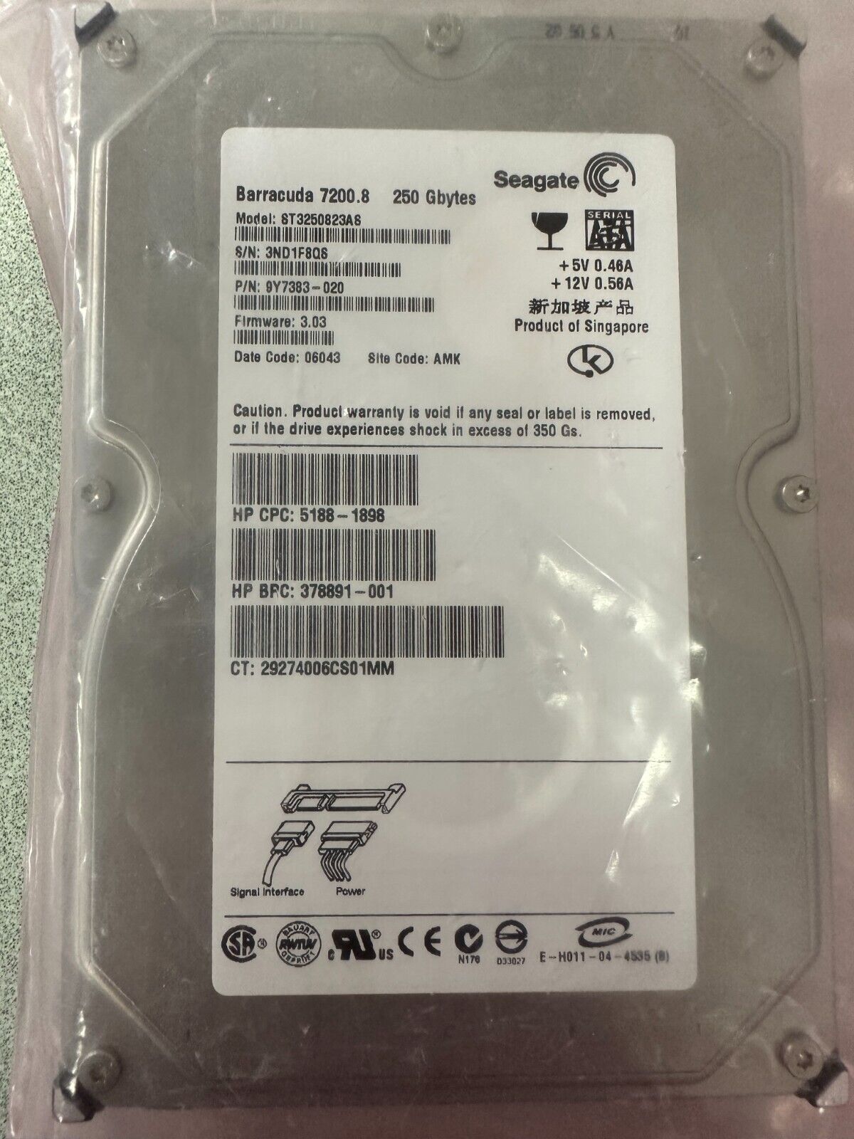 Seagate Barracuda 7200.8 250GB 内蔵 7200RPM 3.5 ST3250823AS HDD