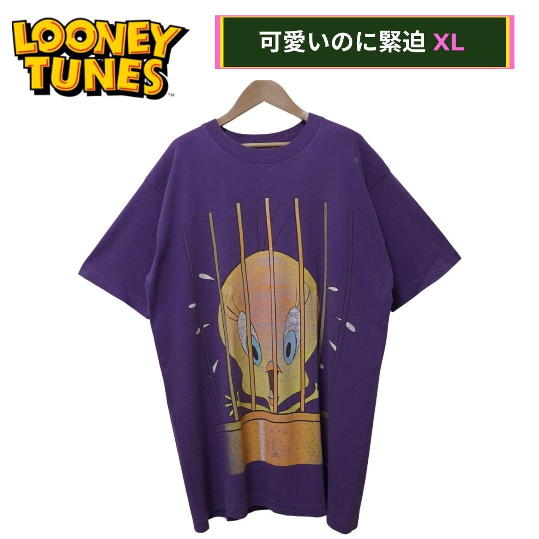 【デッドストック】USA製　LOONEY TUNES　Tシャツ　XL　ゆるダボ USA製 90s Tシャツ Sided Single フェイス