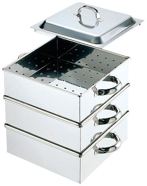 18-8 業務用角蒸器 39cm 2段 0464900