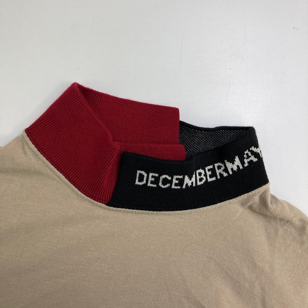DECEMBERMAY ベージュ/赤 ディセンバーメイ ゴルフ モックシャツ