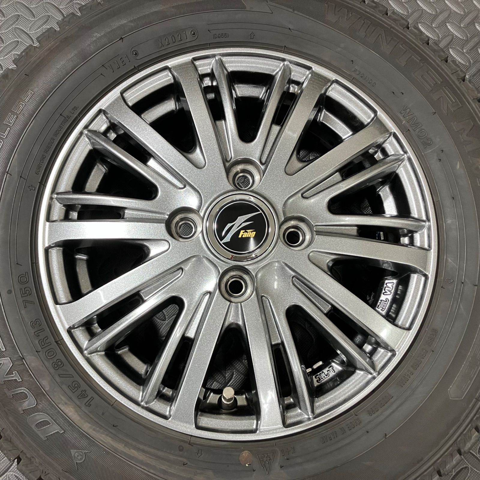 21年製 145|80R13 ダンロップ ウインターマックスWM02 Fang ファング ワゴンR タント N-BOX スタッドレス 3499