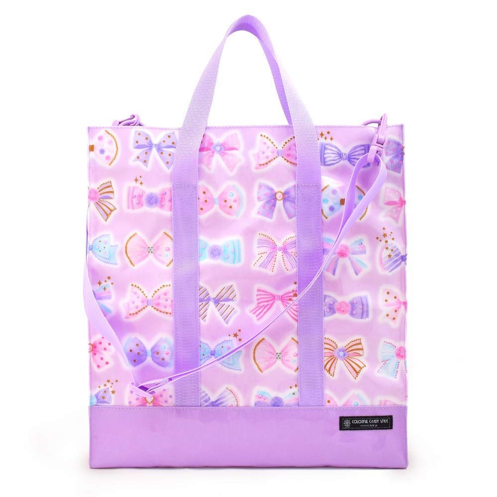 リボンデコレーション COLORFUL CANDY STYLE レッスンバッグ 女の子 縦型 手提げバッグ トートバッグ ピアノ ショルダーベルト付き リボンデコレーション N2716700