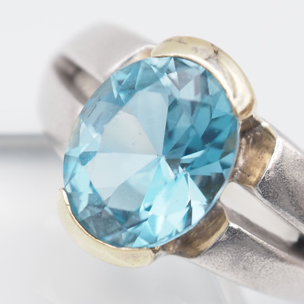 B537 ブルートパーズ 925刻印 リング ゴールド デザイン
