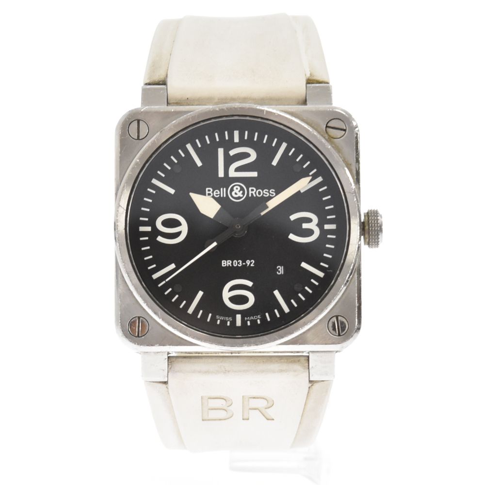 BELL u0026 ROSS (ベルアンドロス) BR03-92-S デイト アビエーション 自動巻き 腕時計 ウォッチ SS /ラバーベルト - メルカリ