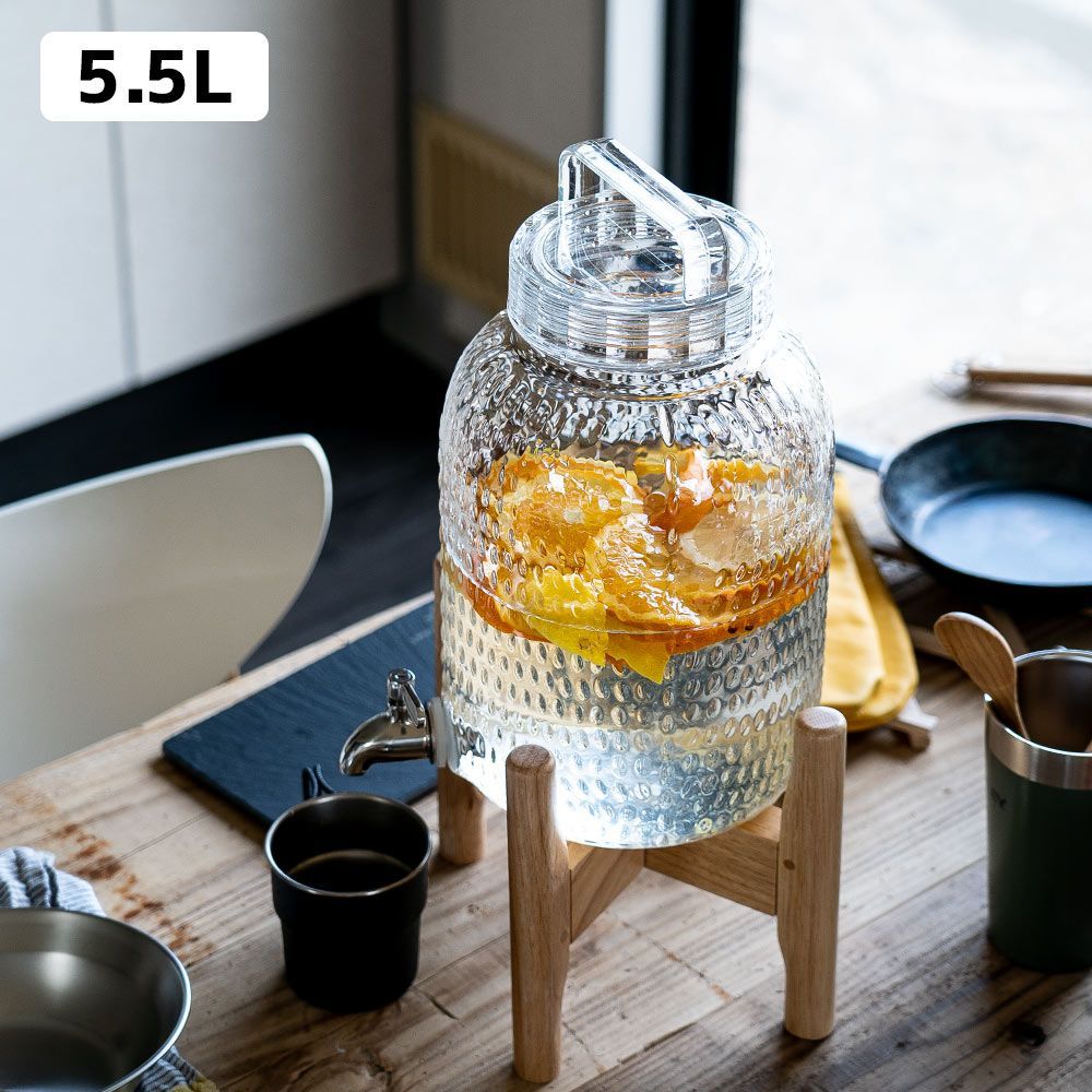 ジュースディスペンサー Sサイズ 5.5L 木製スタンドつき
