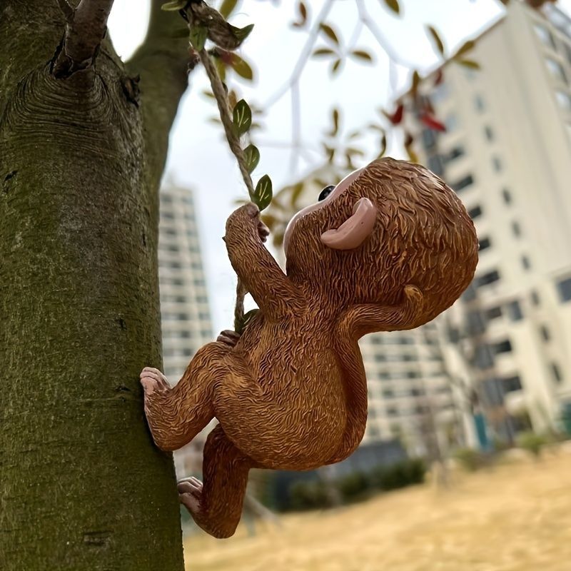 吊り下げ オブジェ ガーデンオーナメント ぶら下がっている猿 室内