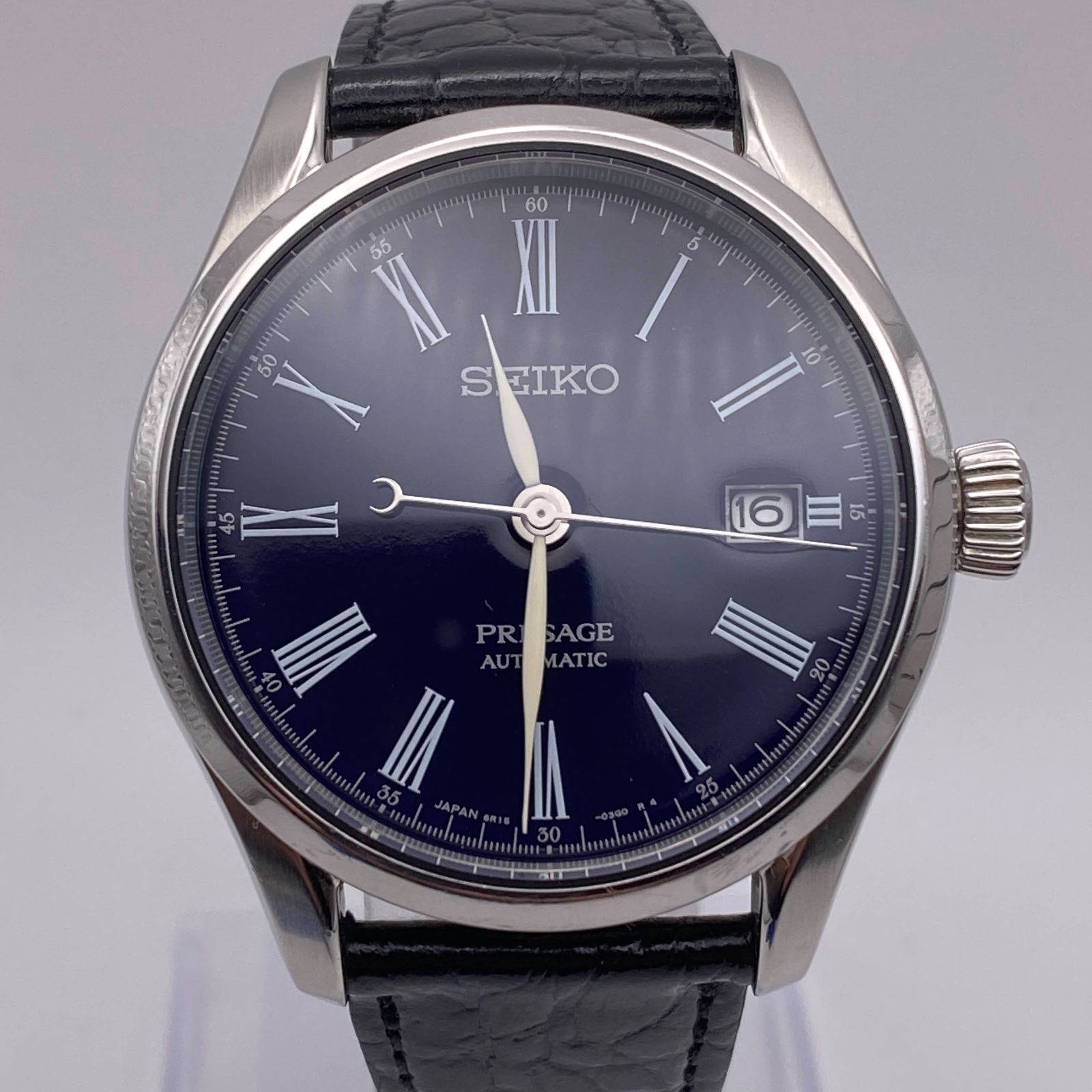 セイコー SEIKO 自動巻き オートマチック 機械式 プレザージュ PRESAGE プレステージライン 6R15-03V0 SARX053  青琺瑯モデル ネイビー 希少品 デイト ローマン 裏スケ 稼働品 アナログ腕時計 メンズ W076 - メルカリ