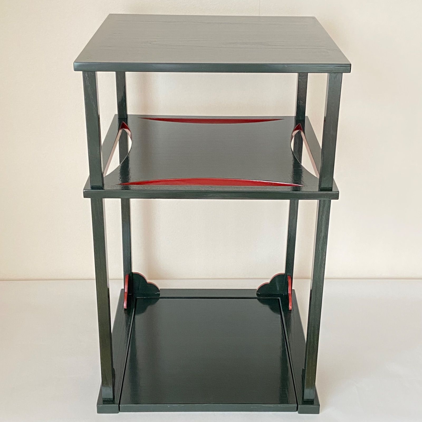 糸巻棚 青漆爪紅 碌々斎好写 中村宗悦 紙箱入 組立式 茶道具 棚