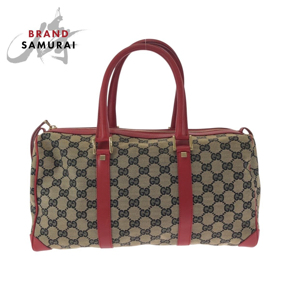 美品 GUCCI グッチ ベージュ レッド ゴールド金具 GGキャンバス