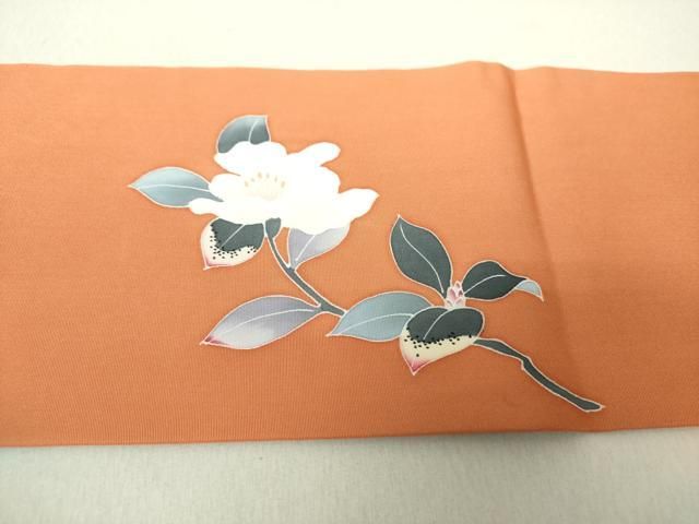 平和屋着物○塩瀬 九寸名古屋帯 駒刺繍 枝花文 金彩 ます