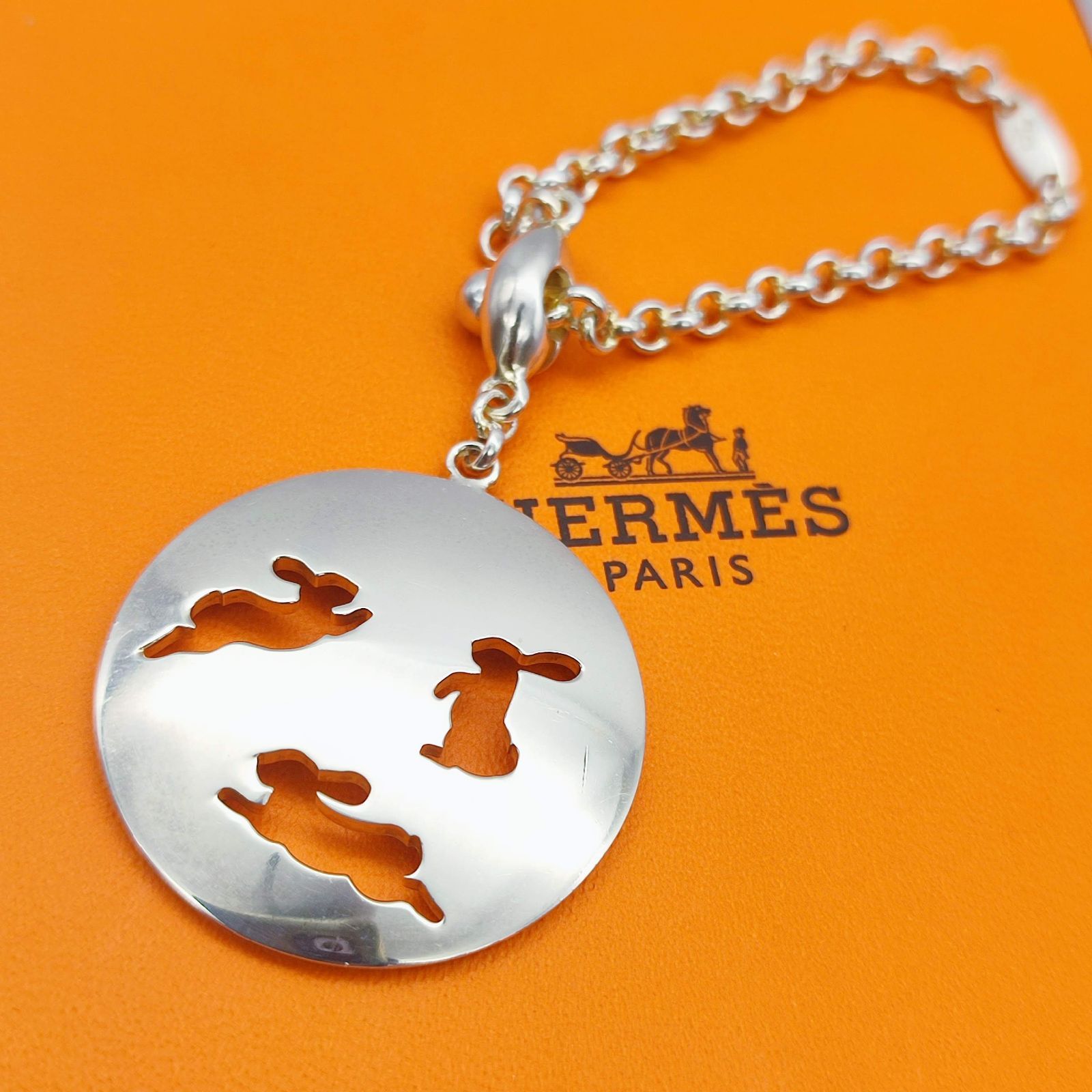 【美品】HERMESエルメスバッグチャームうさぎモチーフシルバー925