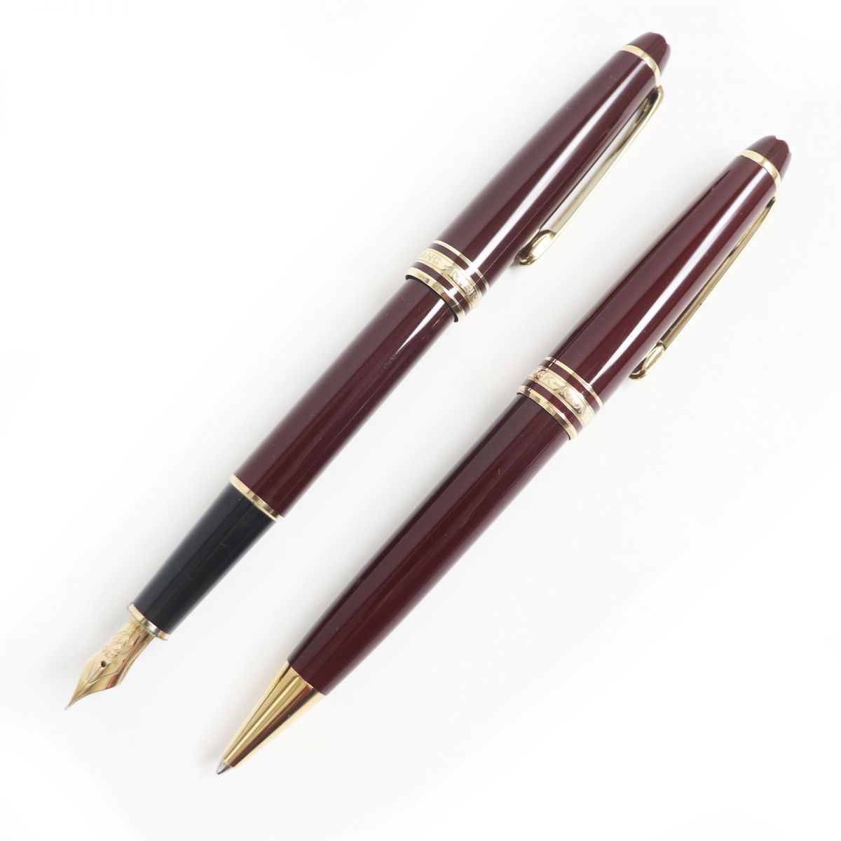 美品□MONTBLANC/モンブラン マイスターシュテュック ペン先14K EFニブ 万年筆/ボールペン 二本セット ボルドー×ゴールド ドイツ製  筆記◎ - メルカリ