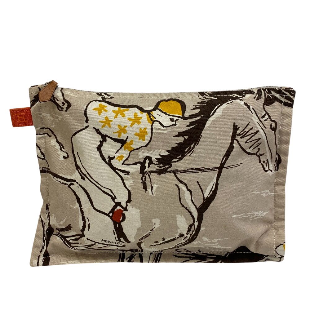 エルメス　フィニッシュ馬と騎手のイラスト クッション エルメス フィニッシュ馬と騎手のイラスト クッション エルメス
