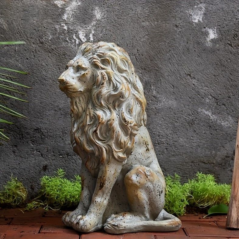 ガーデンオブジェ ライオン 彫刻 庭 ヴィンテージ調 アニマル 動物