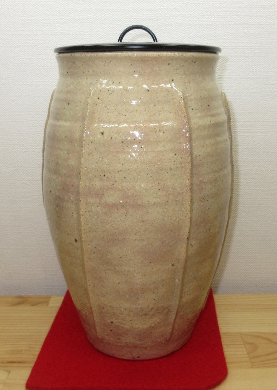 逢絢亭】茶道具 水指 京焼 飴釉 裏千家好写 末広水指 栄昌作 共箱入り