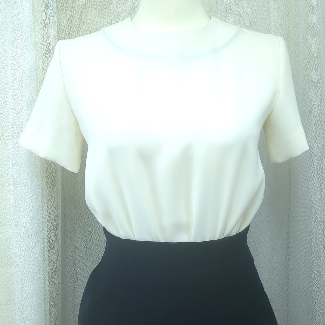 ヨーコチャン ワンピース ミディ丈 半袖 タイト ドッキング ハイ  