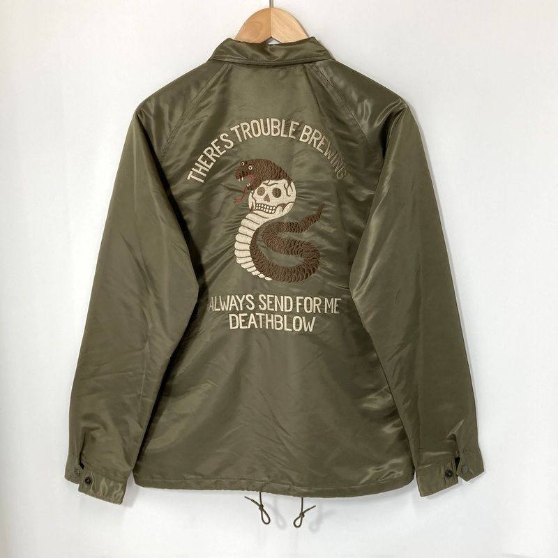 COOTIE クーティー コーチジャケット ブルゾン ガレージジャケット 刺繍 ラグラン 古着 メンズ XLサイズ カーキ アウター A14963