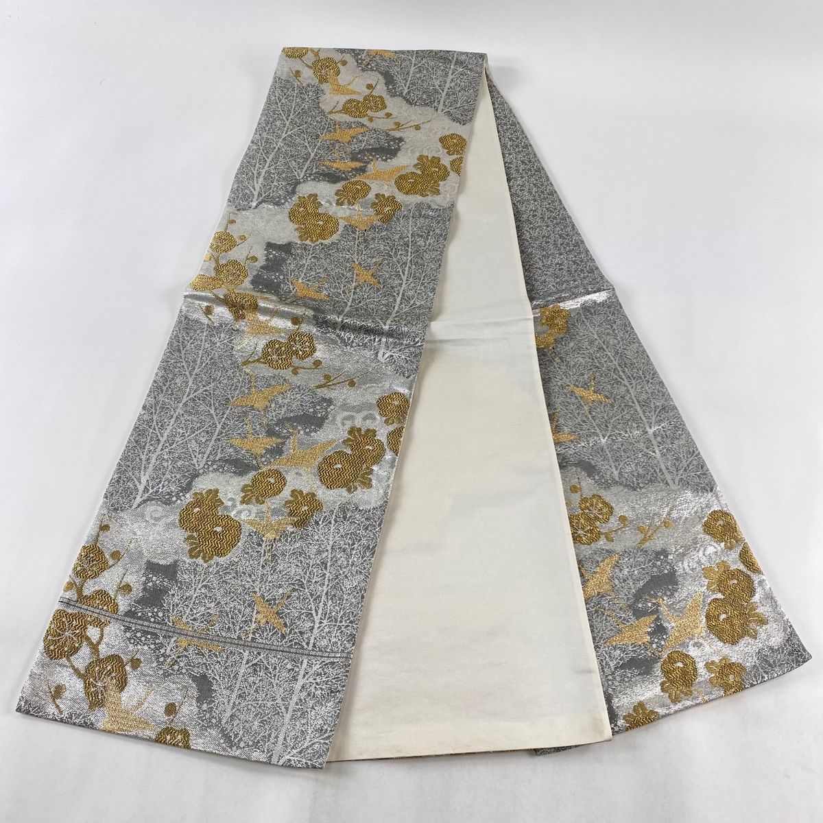 鈴木織物 袋帯 正絹 笹 流水 六通 織文意匠 鈴木】 特選西陣織唐織袋帯