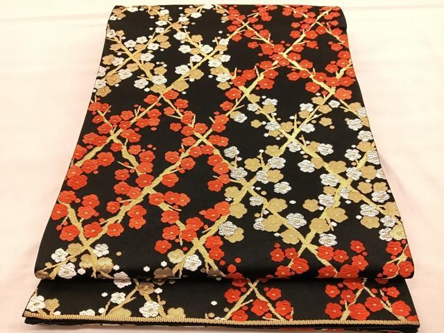 ◆1233◆六通柄　袋帯　芒野に満月　在銘絵師　和柄　正絹　着物帯　和装 ◇1233◇六通柄 袋帯 芒野に満月 在銘絵師 和柄 正絹 着物帯