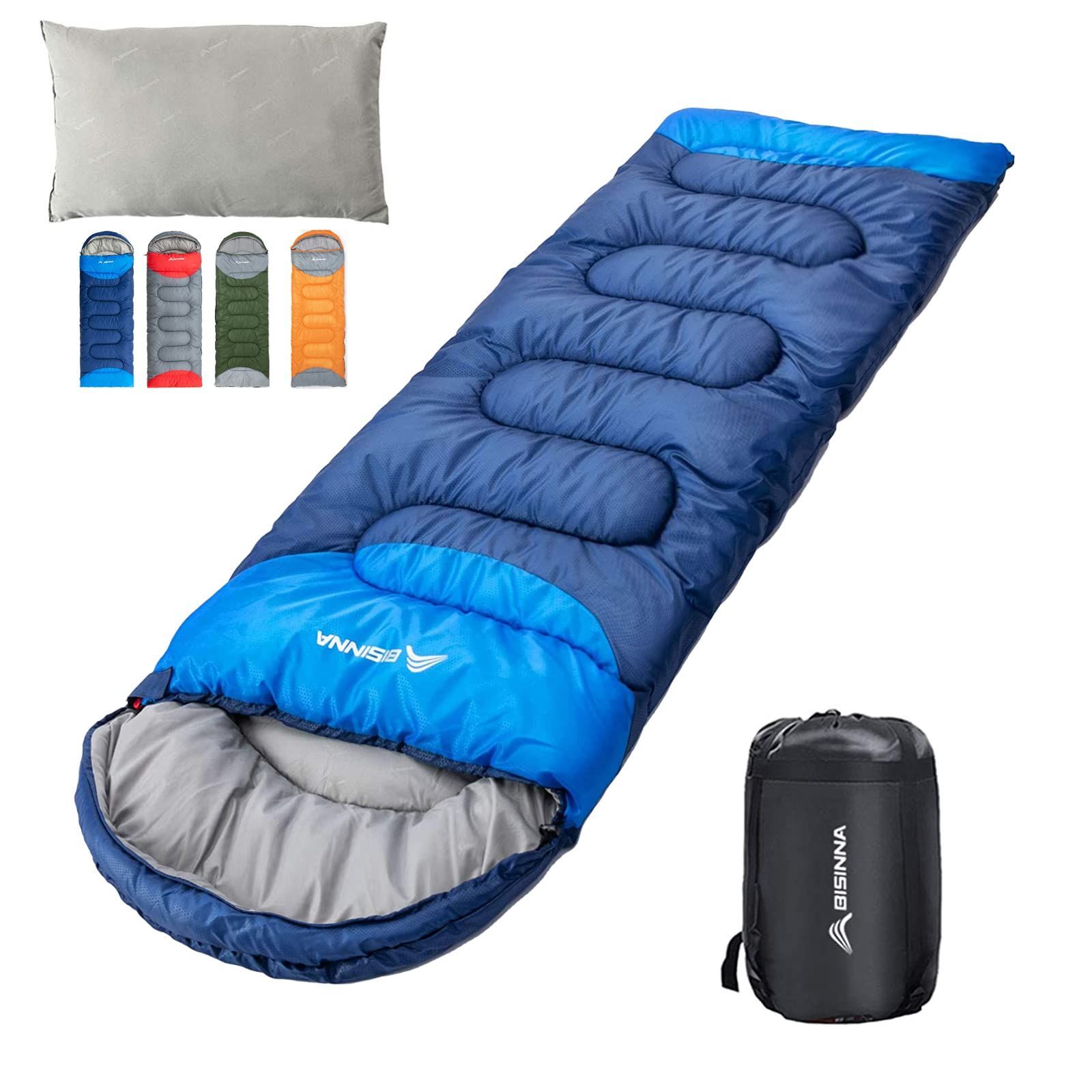 キャンプ用寝袋 寝袋、大人用寝袋、冬用寝袋、圧縮袋付き、(ブルー