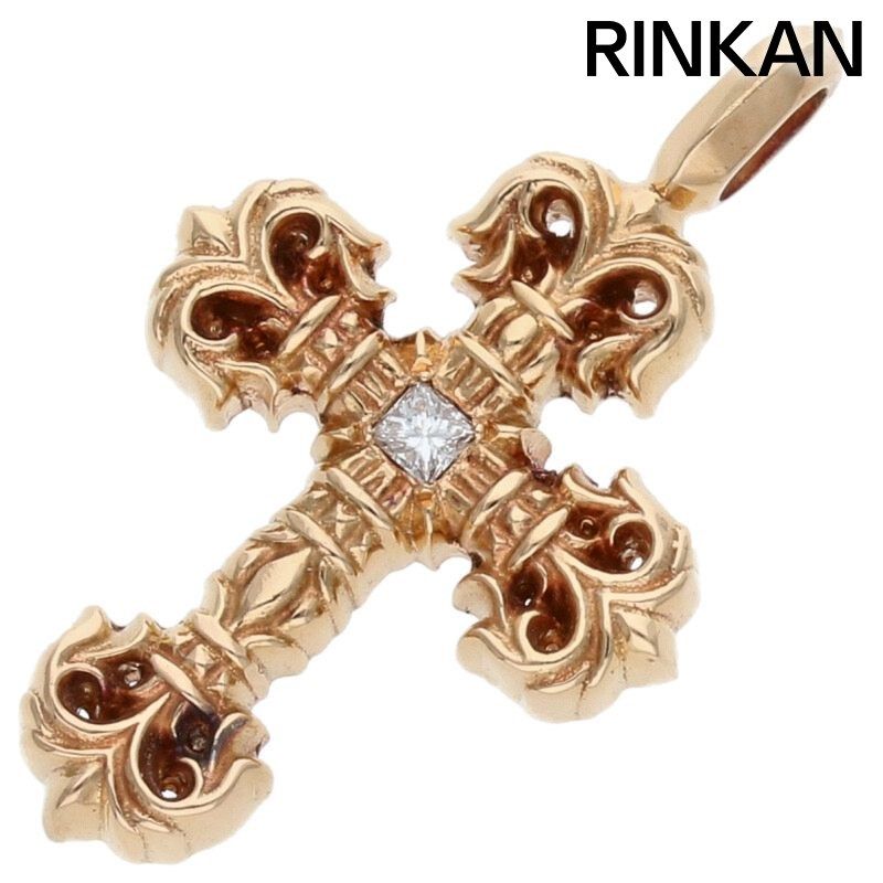 クロムハーツ  22K CHARM FILIGREE TINY 1DIA ゴールドネックレストップ メンズ