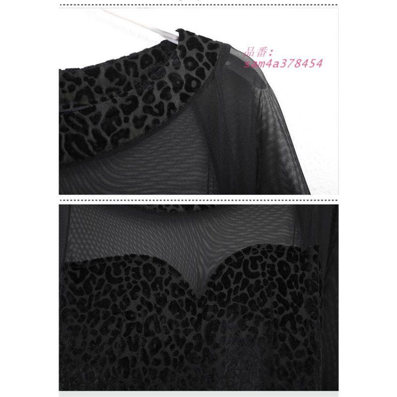 社交ダンス ワンピース モダンドレス 黒 大きいサイズ 長袖 練習着 大きい裾 ダンス衣装 ダンス発表会 演出用 ドレス 競技着 am4a378454